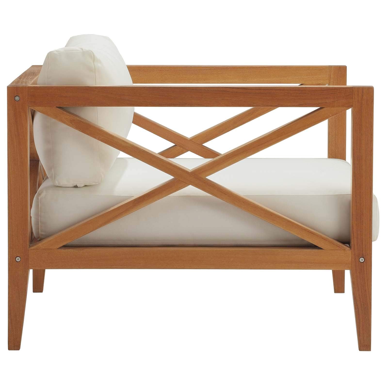 patio bistro sets | CasaFoyer Northlake Premium Grade A Teak Outdoor Armchair | All-Weather UV Resistant Cushions | Natural White | casafoyer.myshopify.com