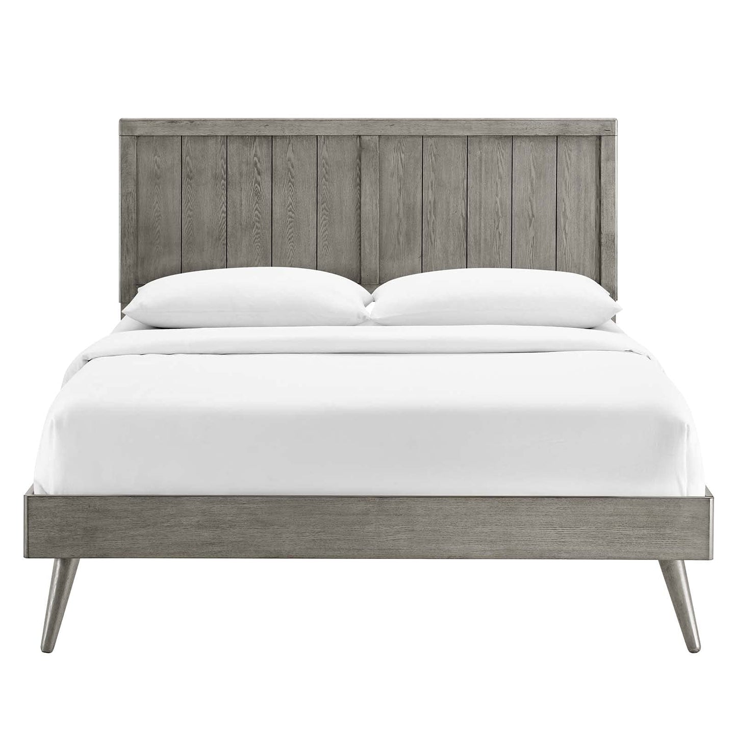 Bed | CasaFoyer Alana Wood Full Platform Bed | Retro Design | Durable Construction | No Box Spring Needed | Gray | casafoyer.myshopify.com