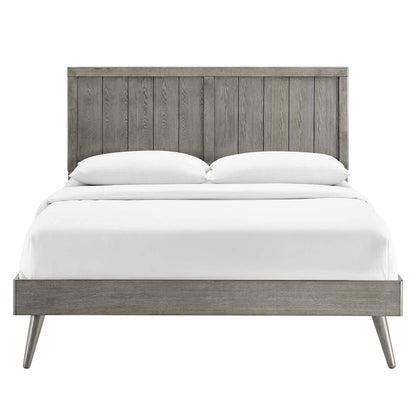 Bed | CasaFoyer Alana Wood Full Platform Bed | Retro Design | Durable Construction | No Box Spring Needed | Gray | casafoyer.myshopify.com
