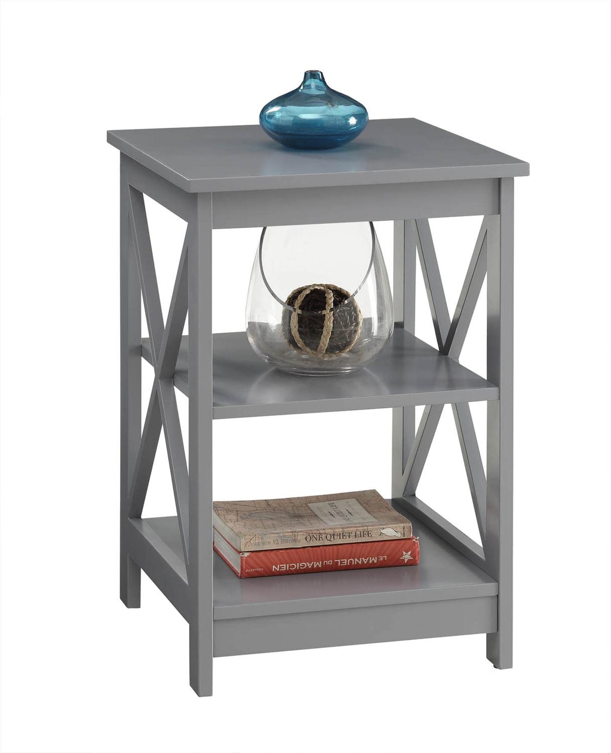 TABLE | Ergode Oxford End Table with Shelves | Stylish & Versatile Home Decor | Sleek Design with X Frame Panel Sides | Ample Storage Space | Durable MDF Construction | Fresh & Contemporary Appeal | casafoyer.myshopify.com