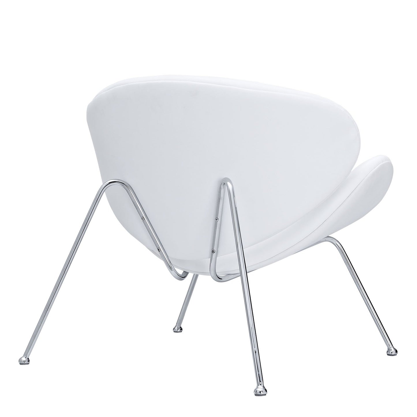 home office desk chairs | CasaFoyer Nutshell Lounge Chair | Spacious & Inviting Seating | Mid-Century Style | Sleek Chrome Legs | Stylish & Comfortable | White | casafoyer.myshopify.com