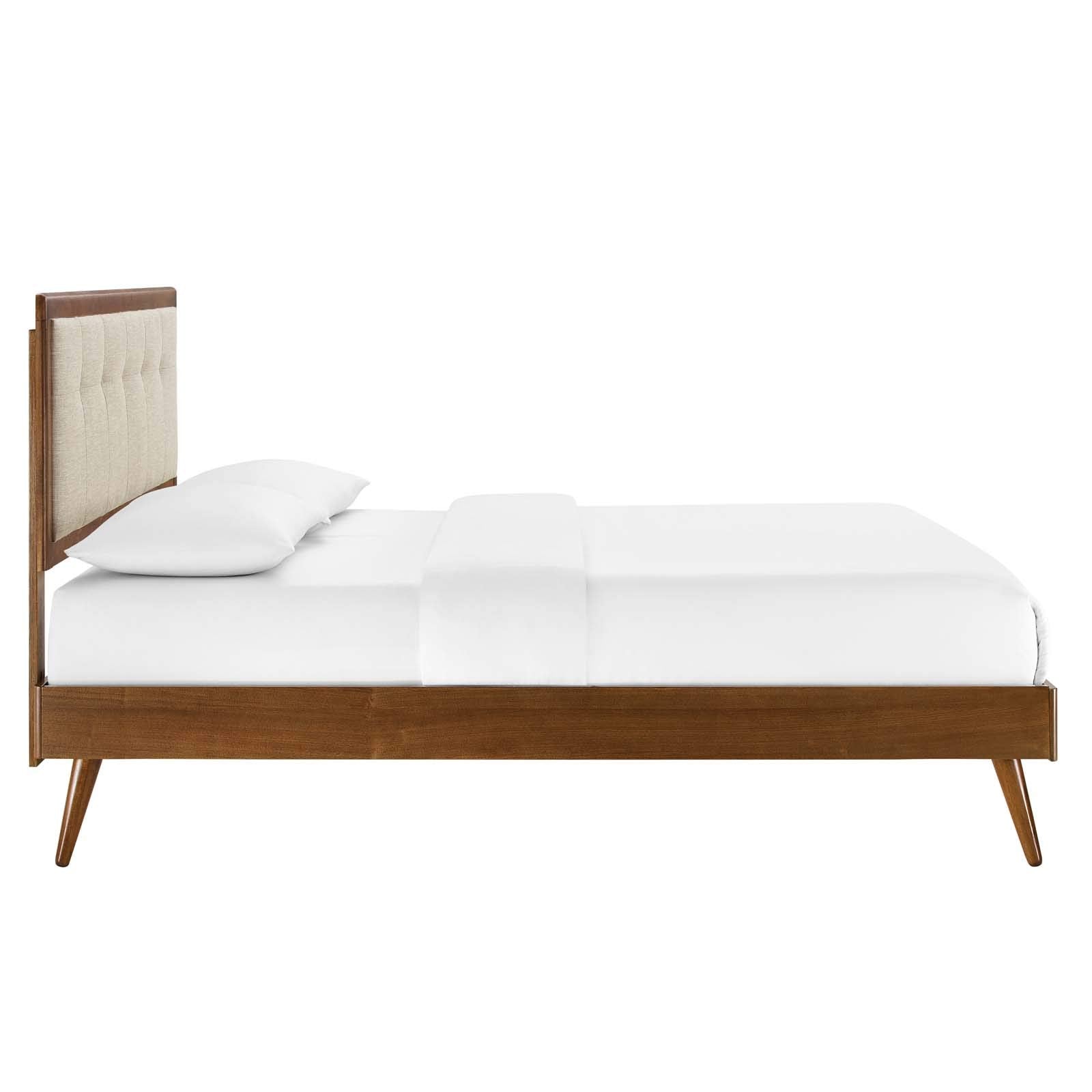 Bed | CasaFoyer Willow Tufted Wood King Platform Bed | Contemporary Charm | Mid-Century Design | Durable Construction | No Box Spring Needed | Walnut Beige | casafoyer.myshopify.com