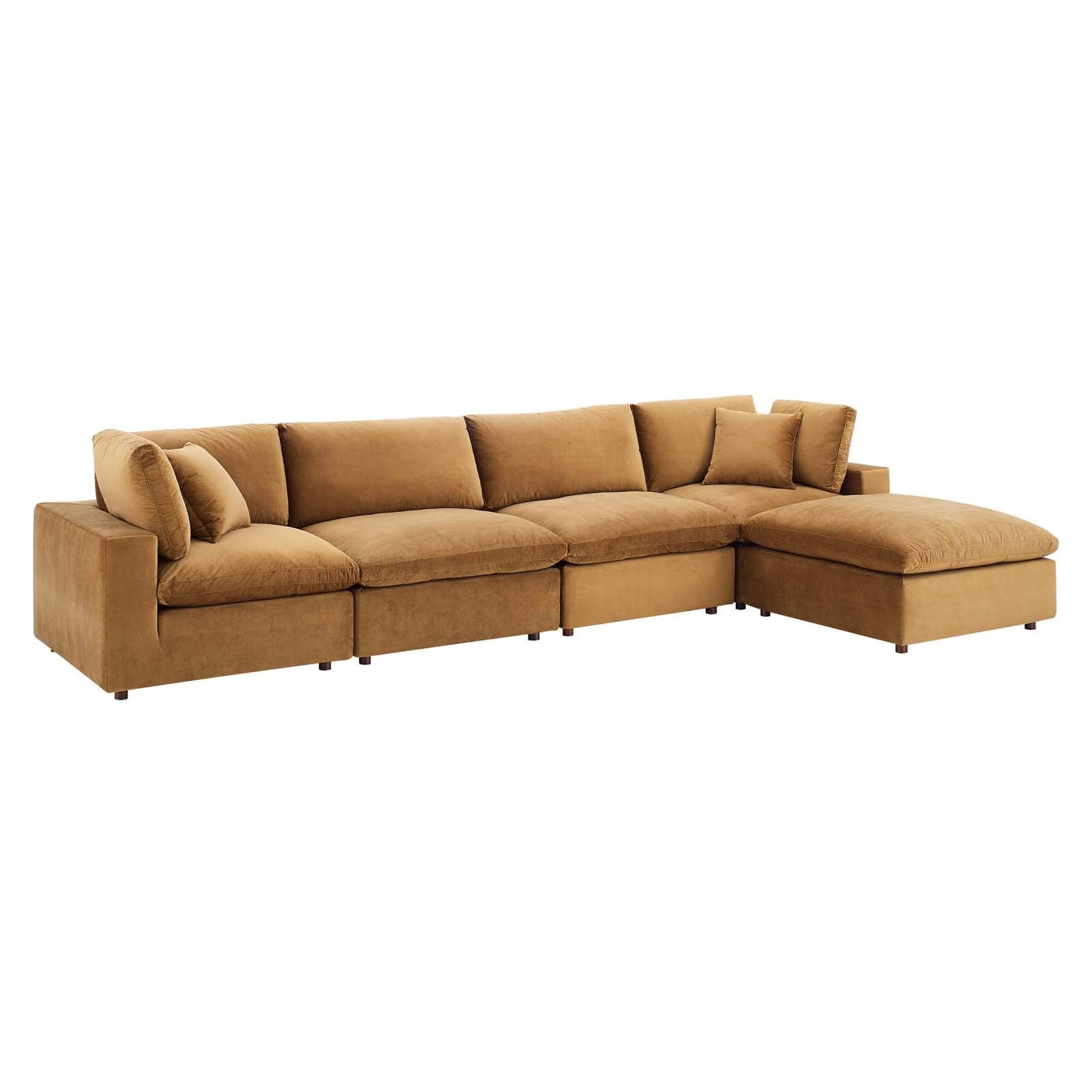 sofas | CasaFoyer Commix Sectional Sofa | Luxurious & Inviting | Stain-Resistant Velvet | Solid Wood Construction | Foam Padded Cushions | Down Feather Cushions | Includes Ottoman | Perfect for Relaxation | casafoyer.myshopify.com