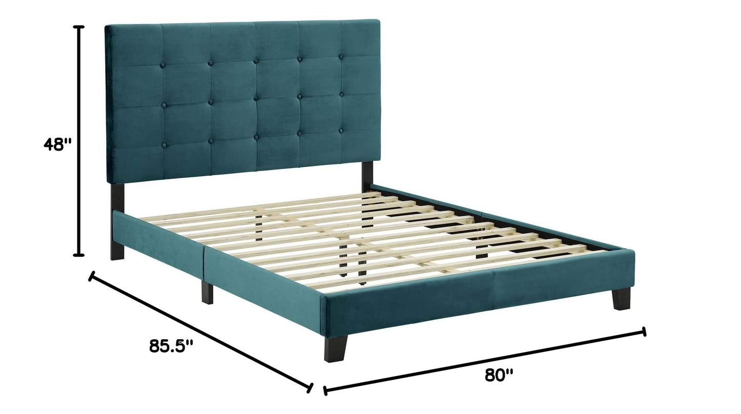 Bed | CasaFoyer Melanie King Platform Bed | Chic Elegance & Contemporary Style | Stain-Resistant Velvet | Sturdy Wood Frame | No Box Spring | Non-Marking Foot Caps | 800 lbs Capacity | casafoyer.myshopify.com