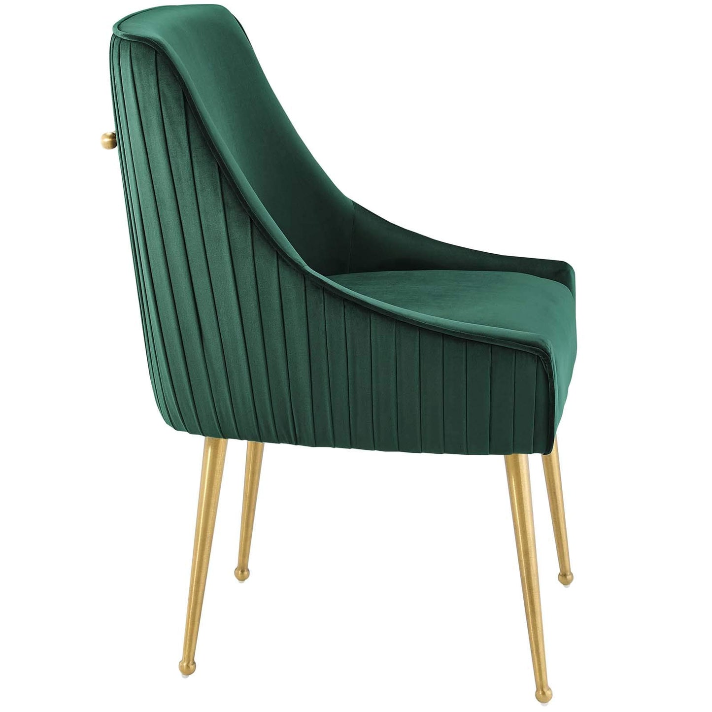 home office desk chairs | CasaFoyer Discern Performance Velvet Pleated Back Dining Chair | Stain-Resistant | Comfortable | Durable | Gold Legs | Green | casafoyer.myshopify.com