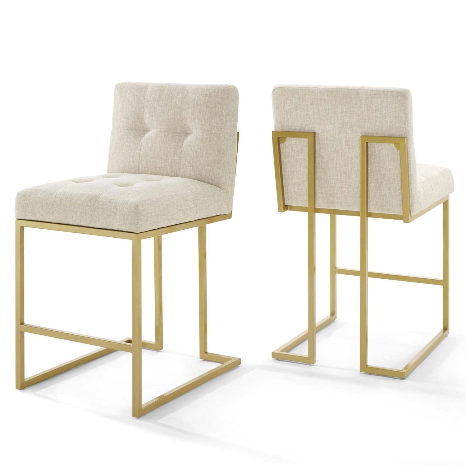 barstools | CasaFoyer Privy Counter Stool Set of 2 | Modern Design | Gold Stainless Steel Base | Upholstered Fabric | No Assembly | 331 lbs Weight Capacity | casafoyer.myshopify.com