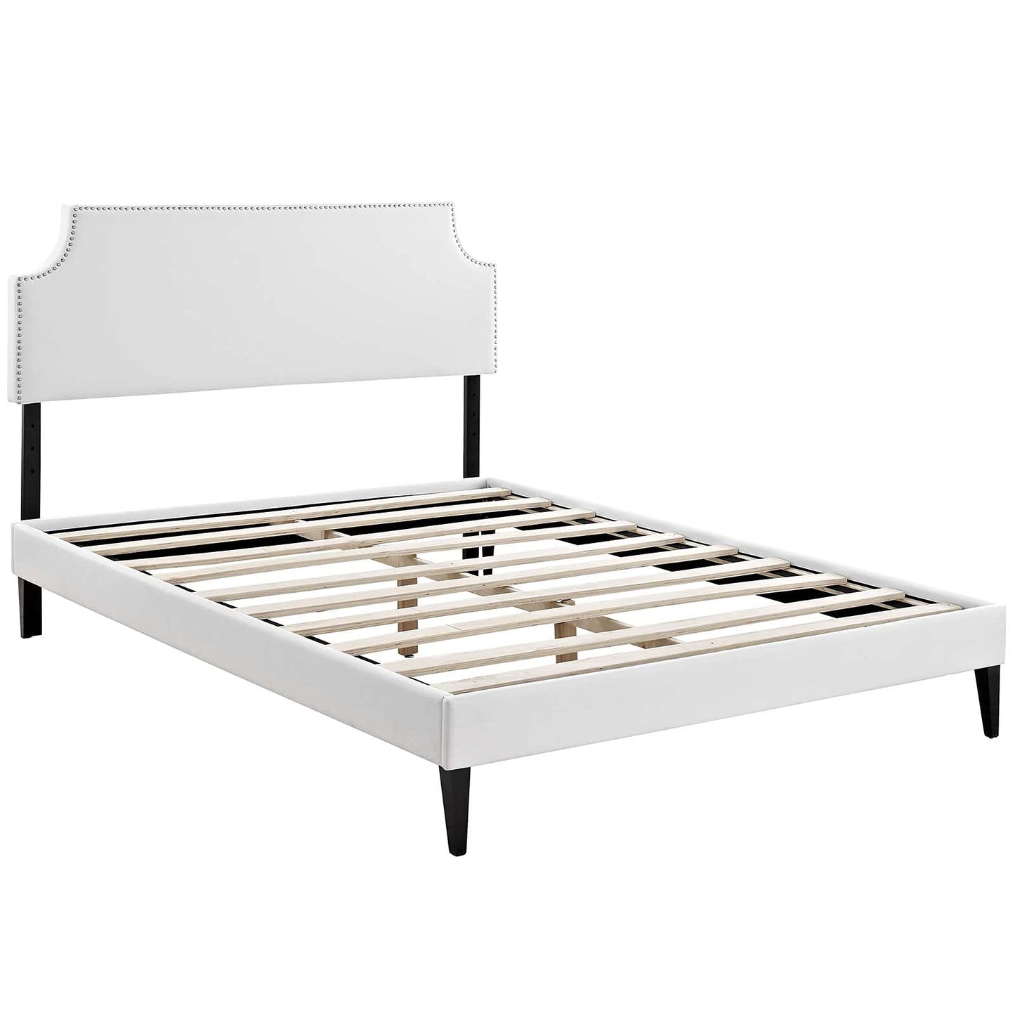 Bed | CasaFoyer  Corene Platform Bed | Wood Frame | Vinyl Upholstery | Queen Size | White | casafoyer.myshopify.com