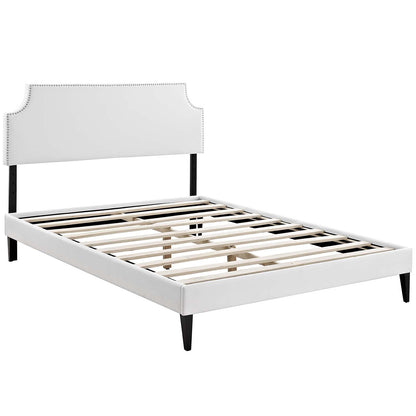 Bed | CasaFoyer  Corene Platform Bed | Wood Frame | Vinyl Upholstery | Queen Size | White | casafoyer.myshopify.com