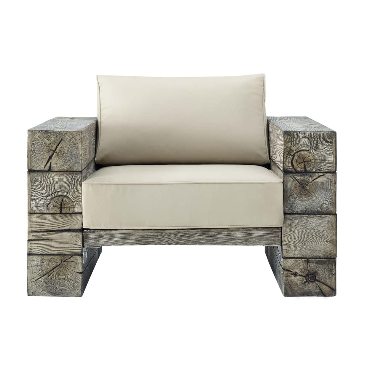 executive chairs | CasaFoyer Manteo Outdoor Patio Arm Lounge Chair | Rustic Coastal Design | Driftwood Texture | All-Weather Cushions | 441 lbs Capacity | casafoyer.myshopify.com