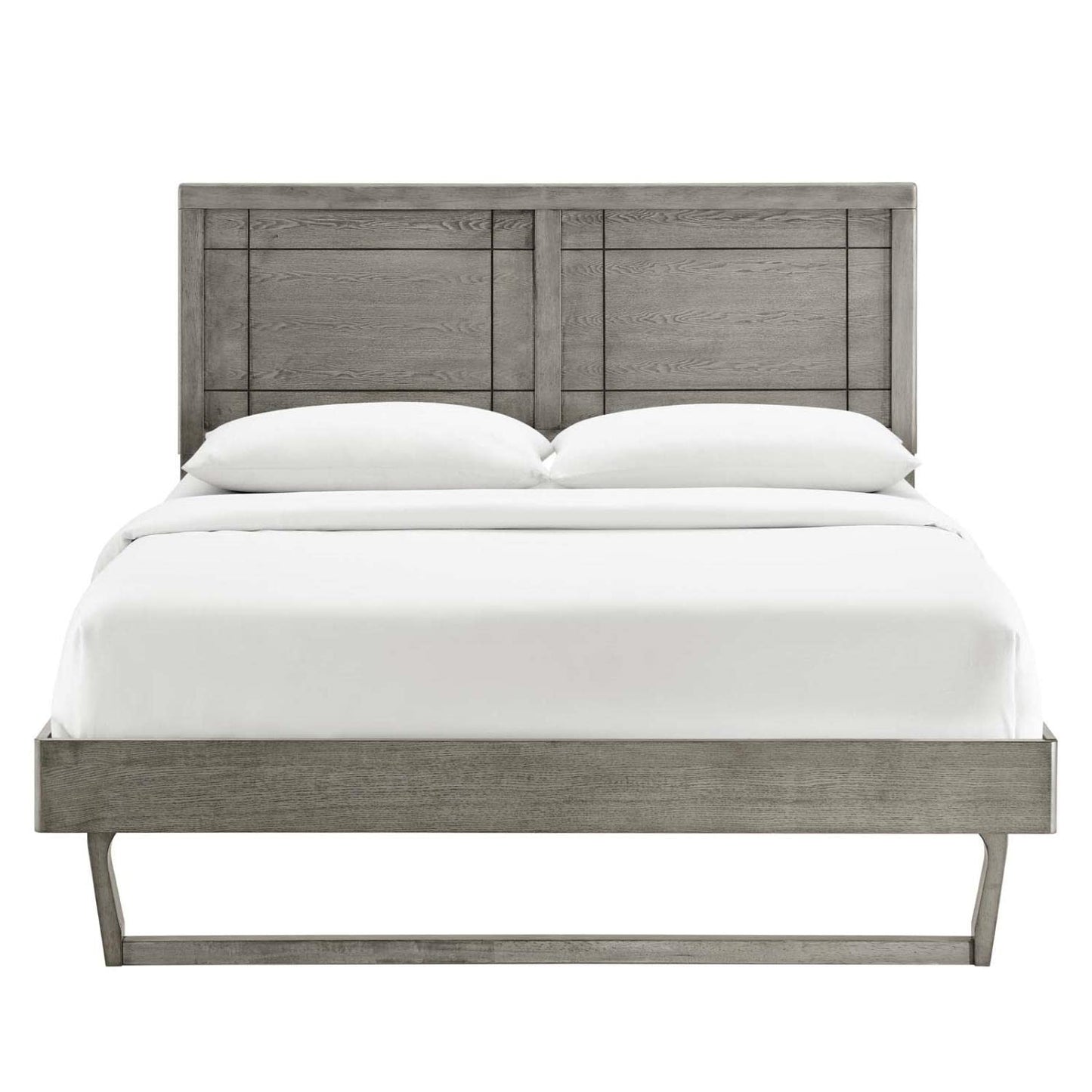 Bed | CasaFoyer Marlee Wood King Platform Bed | Modern Retro Design | Durable Construction | No Box Spring Needed | Gray | casafoyer.myshopify.com