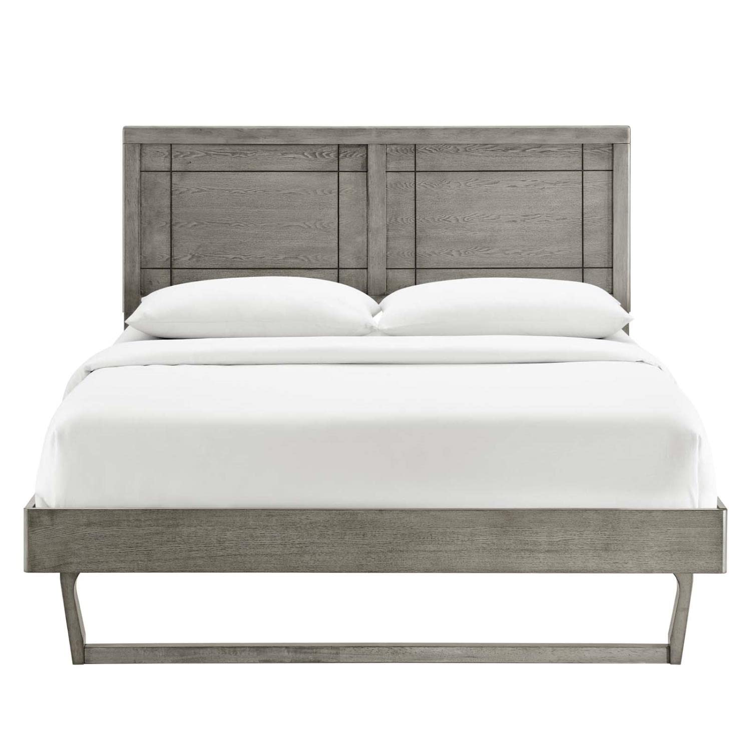 Bed | CasaFoyer Marlee Wood King Platform Bed | Modern Retro Design | Durable Construction | No Box Spring Needed | Gray | casafoyer.myshopify.com