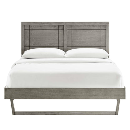 Bed | CasaFoyer Marlee Wood King Platform Bed | Modern Retro Design | Durable Construction | No Box Spring Needed | Gray | casafoyer.myshopify.com