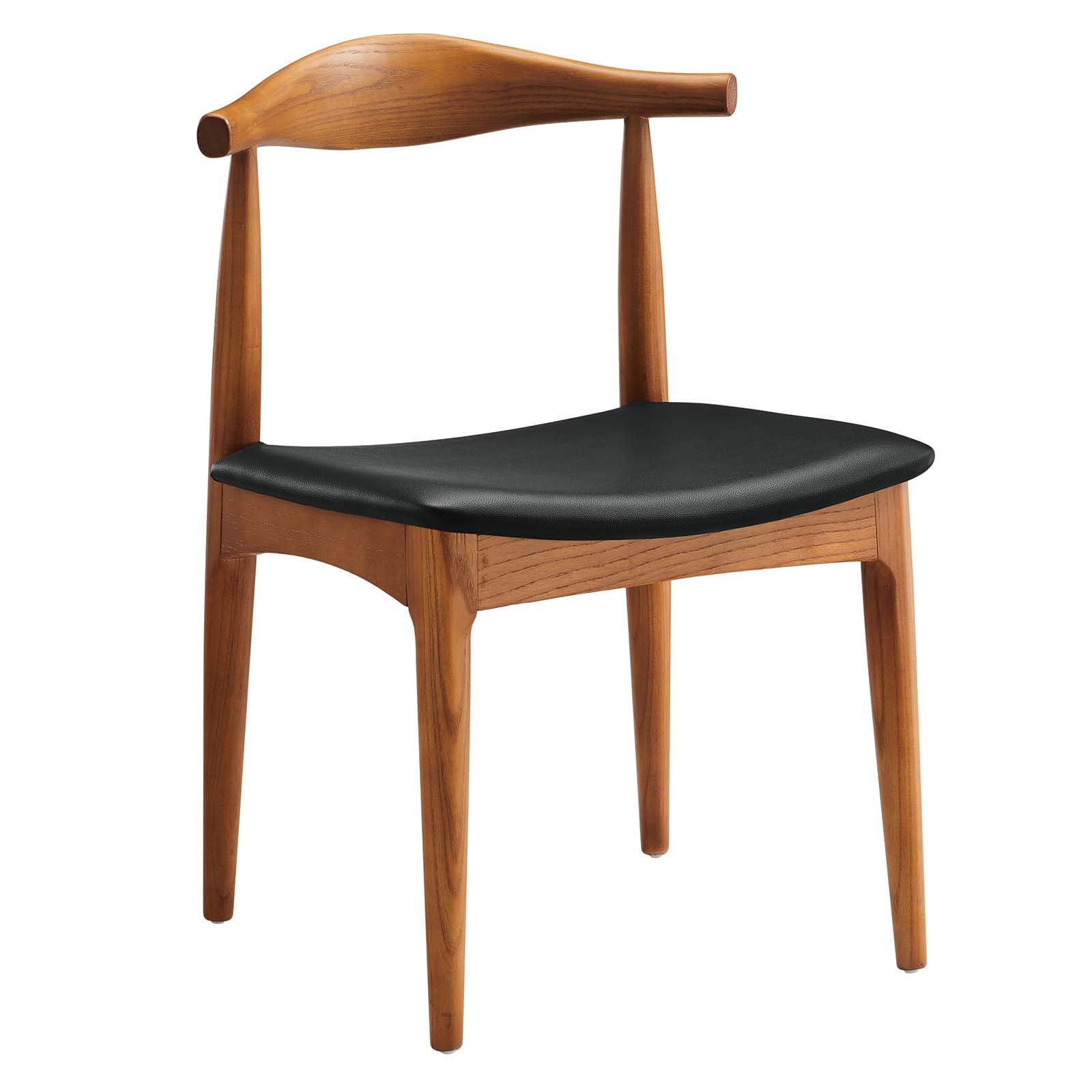 Sofa & chair Sets | Tracy Dining Side Chair Set of 4 | Mid-Century Wood Frame | Foam Padded Seat | Black Leatherette Upholstery | casafoyer.myshopify.com