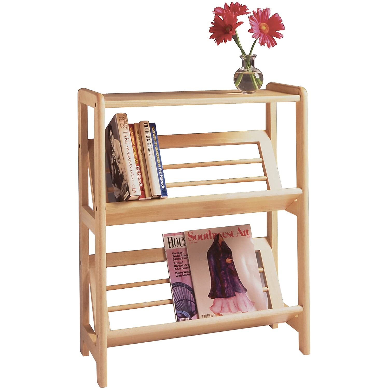 Shelf | 2-Tier Tilted Bookshelf | 24W x 10D x 30.1H | Natural Finish | Solid & Composite Wood | 15.65 lbs | Easy Assembly | casafoyer.myshopify.com