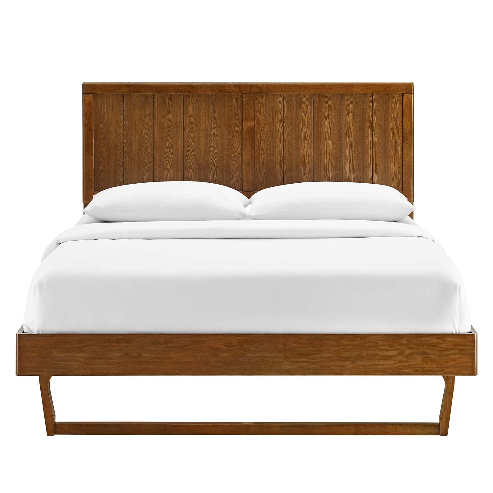 bed frames | CasaFoyer Alana Wood Full Platform Bed | Retro Design | Durable Construction | No Box Spring Needed | Walnut | casafoyer.myshopify.com