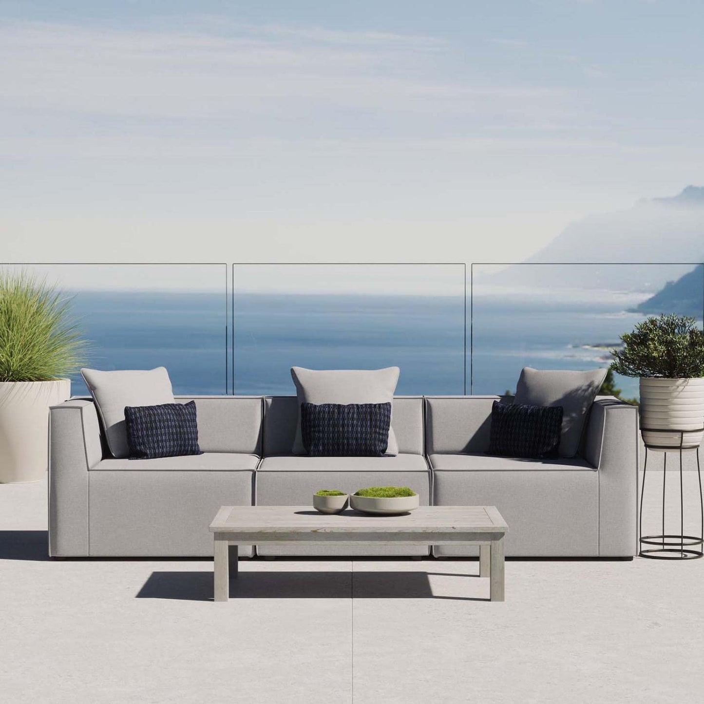 kitchen and dining room sets | CasaFoyer Outdoor Patio Saybrook Upholstered Sofa | Cozy & Elegant | All-Weather Fabric | Water & UV Resistant | French Piping Details | Dense Foam Padding | Aluminum Frame | Non-Marking Foot Caps | 3-Piece Sectional Sofa Set | casafoyer.myshopify.com