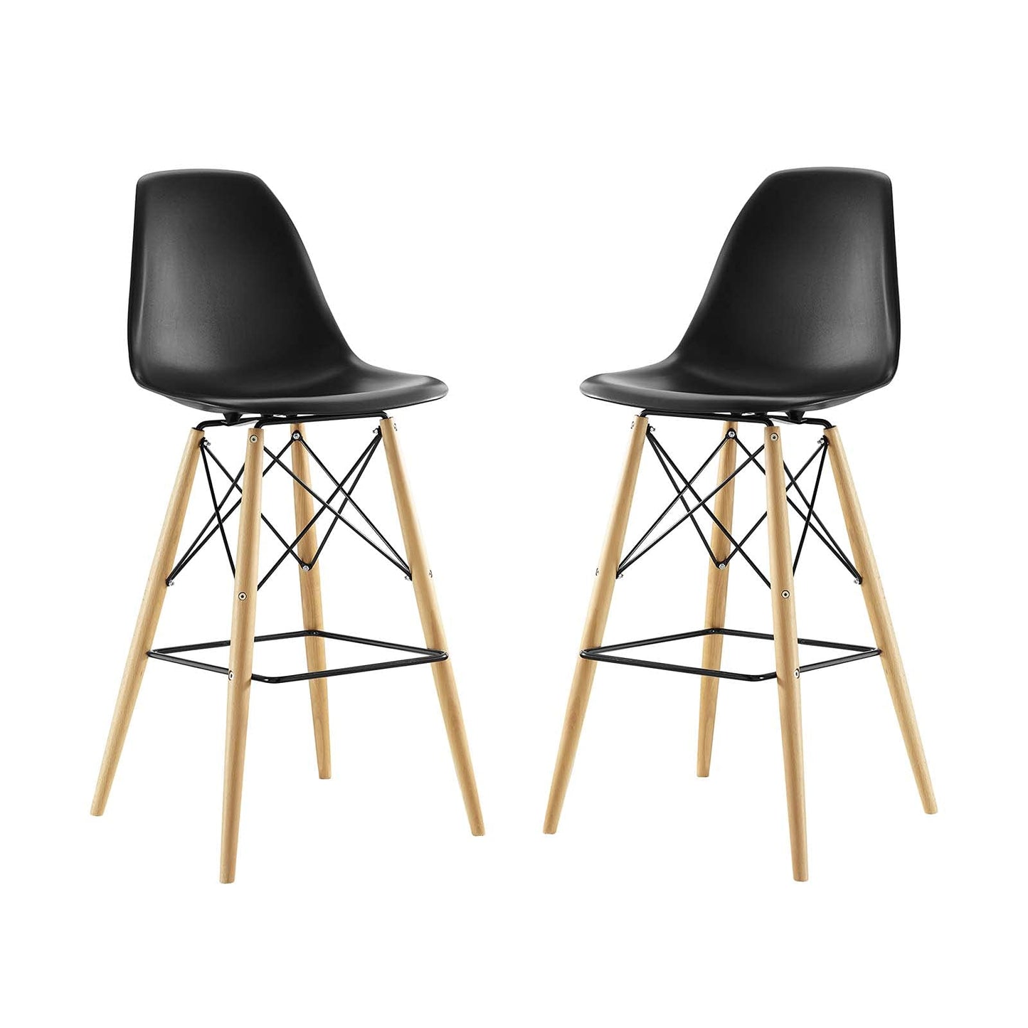 barstools | CasaFoyer Wood Pyramid Dining Side Bar Stool Set of 2 | Durable Molded Plastic Top | Solid Wood Legs | Foot Caps | Scratch Prevention | casafoyer.myshopify.com