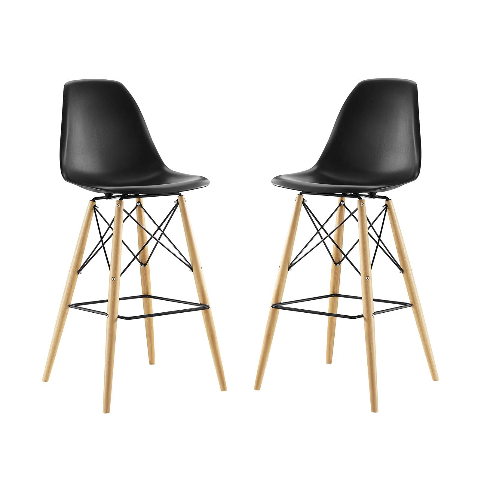 barstools | CasaFoyer Wood Pyramid Dining Side Bar Stool Set of 2 | Durable Molded Plastic Top | Solid Wood Legs | Foot Caps | Scratch Prevention | casafoyer.myshopify.com