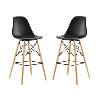 barstools | CasaFoyer Wood Pyramid Dining Side Bar Stool Set of 2 | Durable Molded Plastic Top | Solid Wood Legs | Foot Caps | Scratch Prevention | casafoyer.myshopify.com