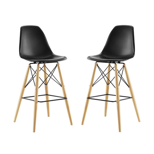 barstools | CasaFoyer Wood Pyramid Dining Side Bar Stool Set of 2 | Durable Molded Plastic Top | Solid Wood Legs | Foot Caps | Scratch Prevention | casafoyer.myshopify.com