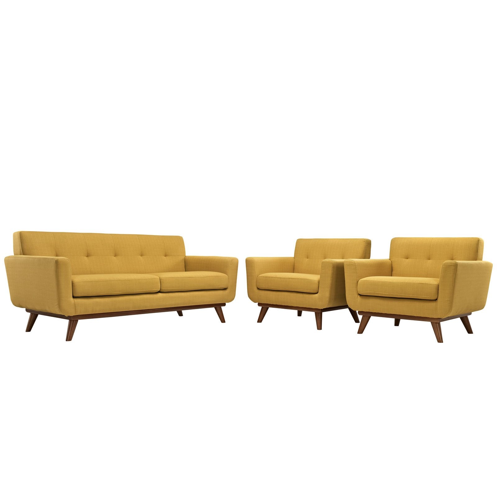 home office desk chairs | CasaFoyer Engage Sofa Set | Gently Curved Design | Dual Cushions | Tufted Buttons | Cherry Wood Legs | Perfect for Lounging and Entertaining | casafoyer.myshopify.com