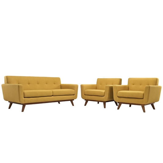 home office desk chairs | CasaFoyer Engage Sofa Set | Gently Curved Design | Dual Cushions | Tufted Buttons | Cherry Wood Legs | Perfect for Lounging and Entertaining | casafoyer.myshopify.com