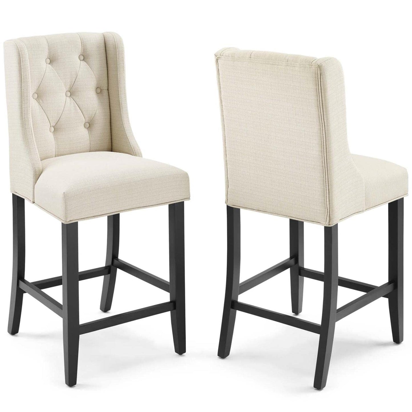 barstools | CasaFoyer Baronet Tufted Button Upholstered Fabric Counter Stool Set of 2 | Beige: Luxurious, Comfortable, and Sturdy | 500 lb Weight Capacity | casafoyer.myshopify.com