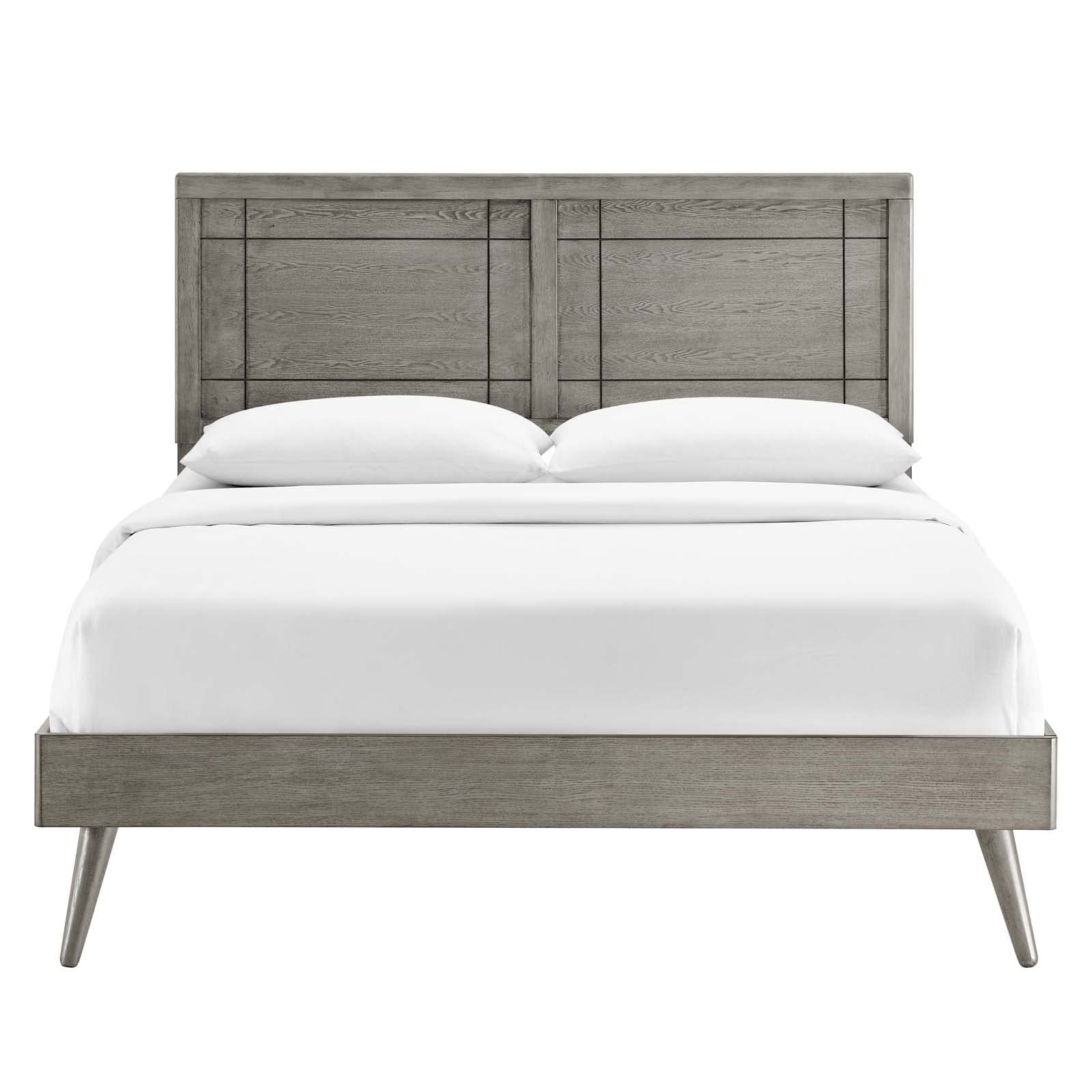 Bed | CasaFoyer Marlee Wood Full Platform Bed | Modern Design | Retro Details | Organic Aesthetics | Gray | casafoyer.myshopify.com