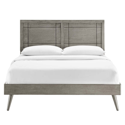 Bed | CasaFoyer Marlee Wood Full Platform Bed | Modern Design | Retro Details | Organic Aesthetics | Gray | casafoyer.myshopify.com