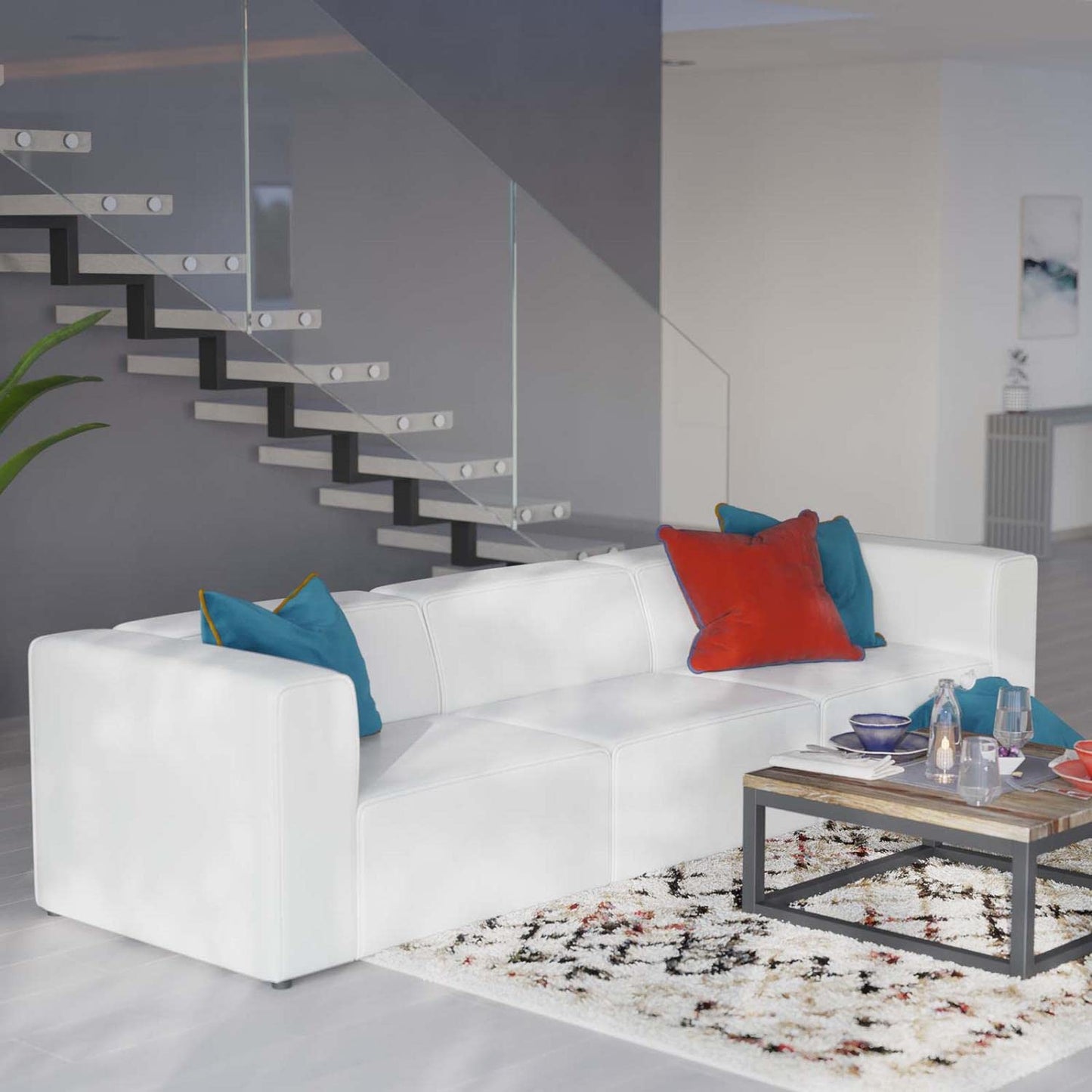 sofas | CasaFoyer Mingle Vegan Leather 3-Piece Sectional Sofa | Ultimate Relaxation & Tranquility | Spacious & Comfortable | Stylish for Modern Living | Includes Armless, Left-Arm & Right-Arm Chairs | casafoyer.myshopify.com