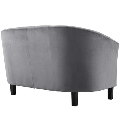 kitchen and dining room sets | CasaFoyer Prospect Performance Velvet Loveseat | 2 Armchair Set - Stain-Resistant | Channel Tufted | Retro Design - Gray | casafoyer.myshopify.com
