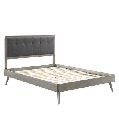 adjustable bed bases | CasaFoyer Willow Tufted Wood Full Platform Bed | Mid-Century Design | Upholstered Headboard | Sturdy Wood Frame | Splayed Legs | Gray Charcoal | casafoyer.myshopify.com