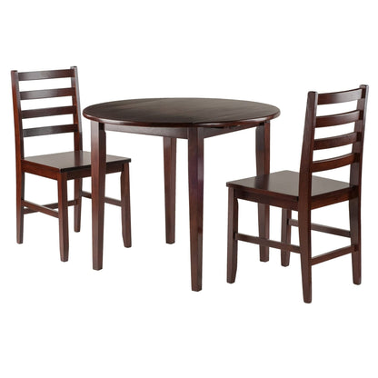 home office desk chairs | CasaFoyer Clayton Round Drop Leaf Table Set | Solid Wood | Walnut Finish | 2 Chairs | Versatile Dining/Kitchen/Family Room Workspace | Easy Assembly | casafoyer.myshopify.com