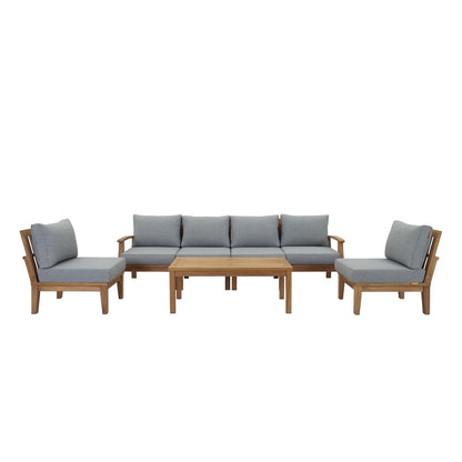kitchen and dining room sets | CasaFoyer Marina Teak Wood Outdoor Patio Furniture Sofa Sectional Set | Ultimate Luxury | Durable Teak Wood | All-Weather Cushions | Modern Design | Includes 4 Middle Sofas, 1 Left-Arm Sofa, 1 Coffee Table, 1 Right-Arm Sofa | Assembly Required | casafoyer.myshopify.com
