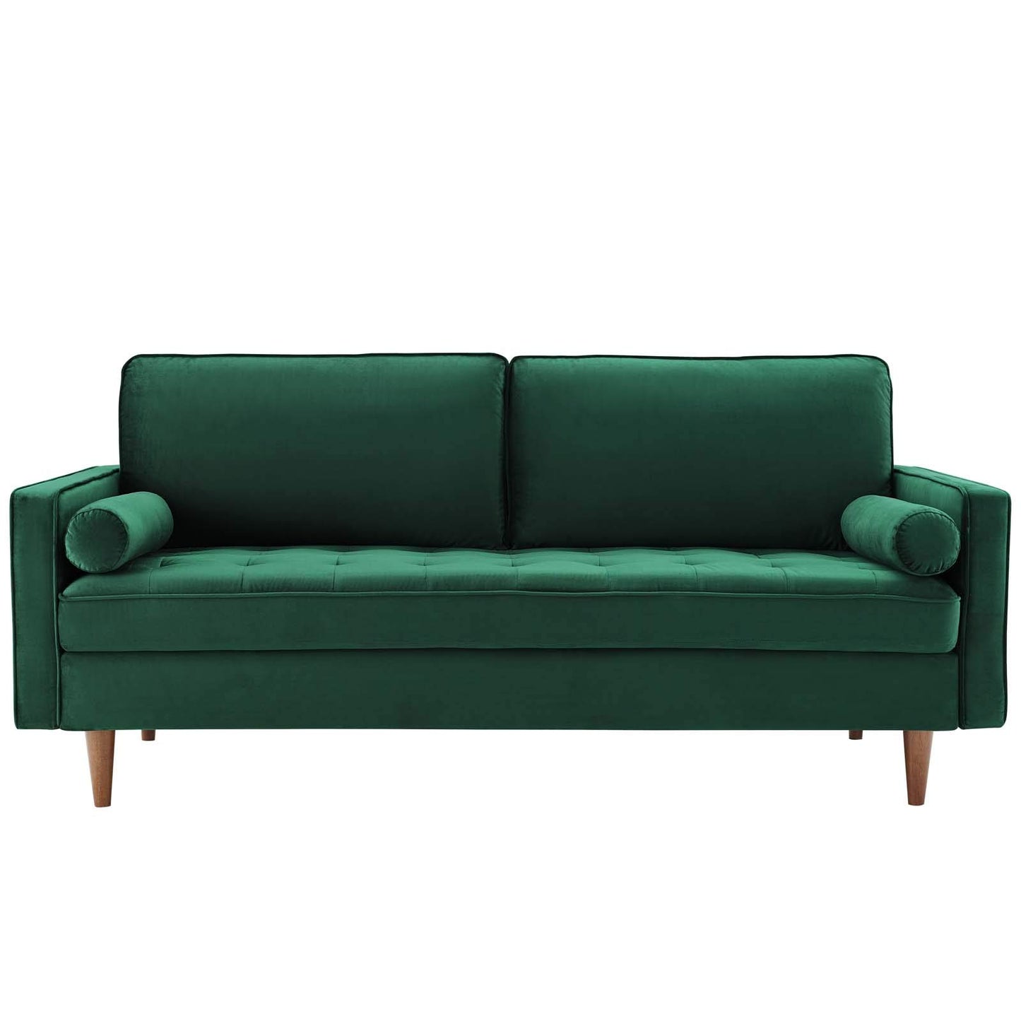 sofas | CasaFoyer Valour Performance Velvet Sofa | Timeless Charm | Stain-Resistant | Comfortable | Walnut Legs | Portable Box | Green | casafoyer.myshopify.com
