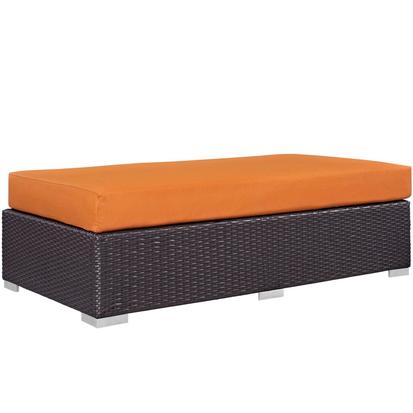 ottomans | CasaFoyer Convene Outdoor Sectional | Durable Rattan Ottoman | All-Weather Cushions | Espresso Orange | casafoyer.myshopify.com