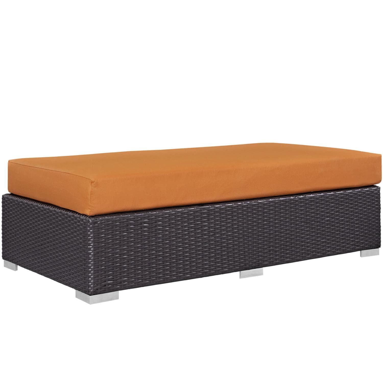 ottomans | CasaFoyer Convene Outdoor Sectional | Durable Rattan Ottoman | All-Weather Cushions | Espresso Orange | casafoyer.myshopify.com