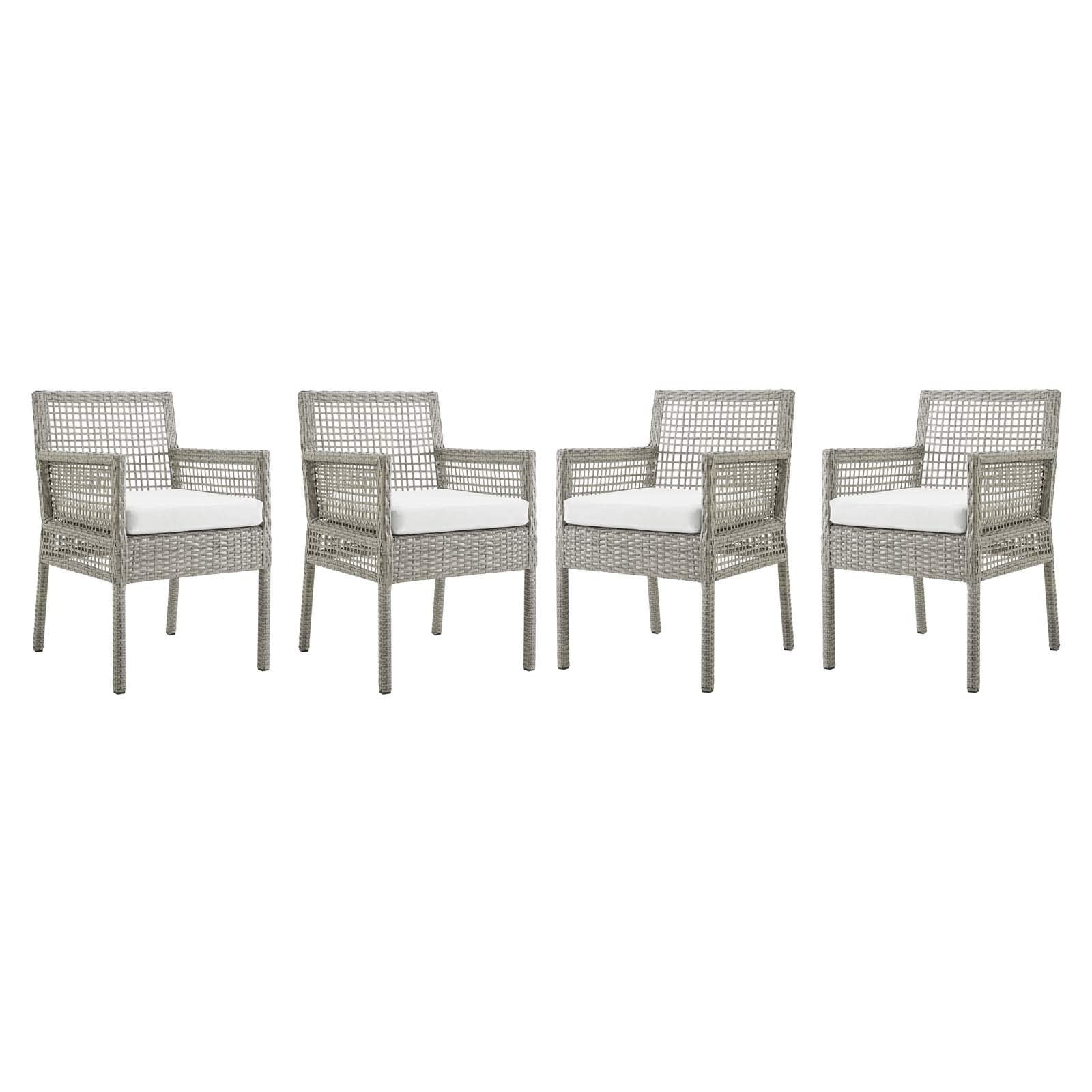 sofas | CasaFoyer Aura Outdoor Patio Dining Chair Set of 4 | Gray Wicker Rattan | Powder-Coated Aluminum Frame | All-Weather Cushion | Non-Marking Foot Caps | casafoyer.myshopify.com