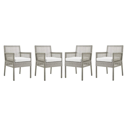 sofas | CasaFoyer Aura Outdoor Patio Dining Chair Set of 4 | Gray Wicker Rattan | Powder-Coated Aluminum Frame | All-Weather Cushion | Non-Marking Foot Caps | casafoyer.myshopify.com