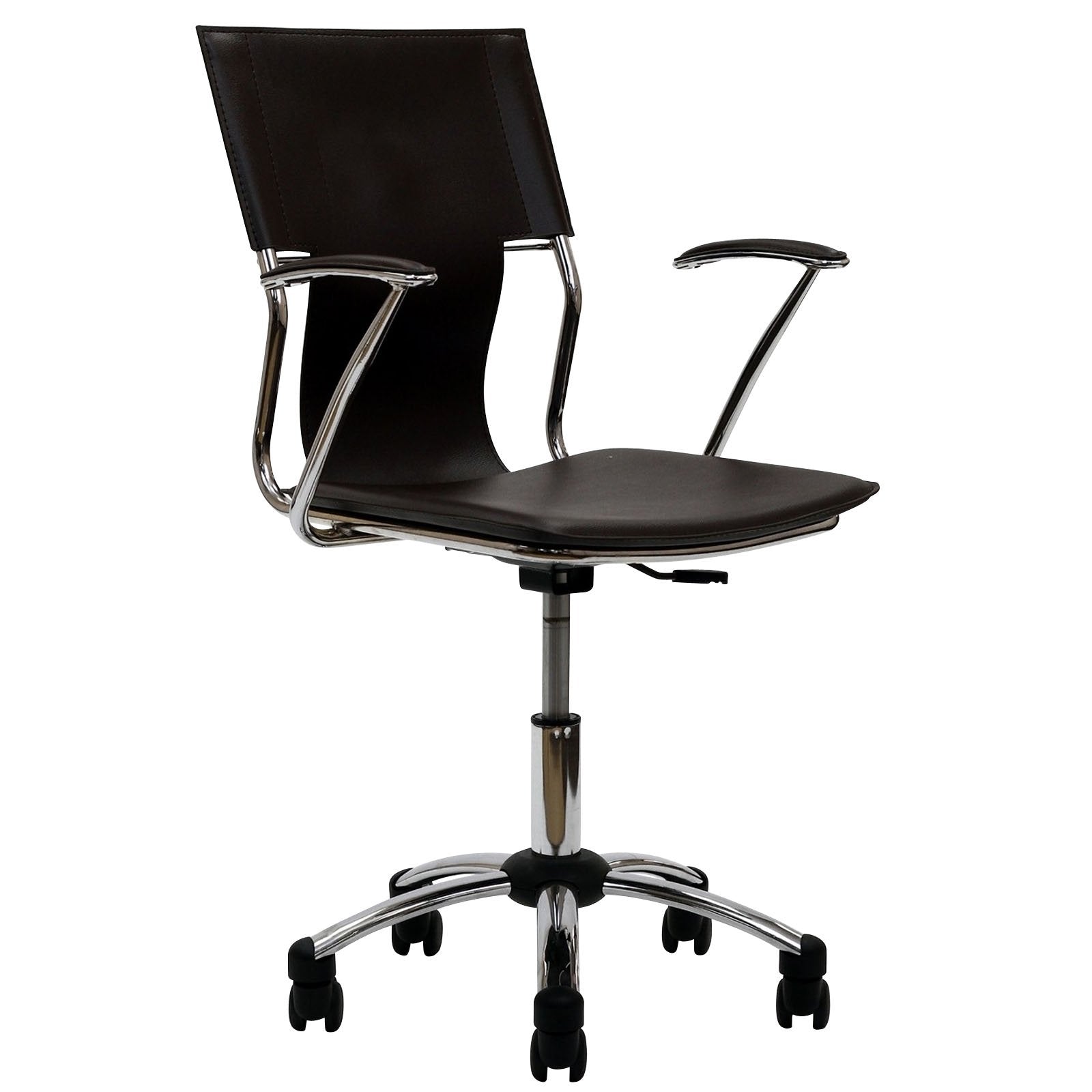 home office desk chairs | CasaFoyer Propel Office Chair | Sleek Sling Back Design | Padded Armrests | Chrome-Plated Steel Frame | Enhance Productivity | Customizable Back Angle | Brown | casafoyer.myshopify.com