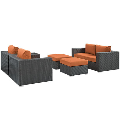 kitchen and dining room sets | CasaFoyer Sojourn Outdoor Patio Furniture Set | Sunbrella Cushions | Synthetic Rattan | UV Protection | Aluminum Frame | Includes Loveseat, Armchairs, Ottomans | Perfect for Patio, Backyard, Poolside | casafoyer.myshopify.com