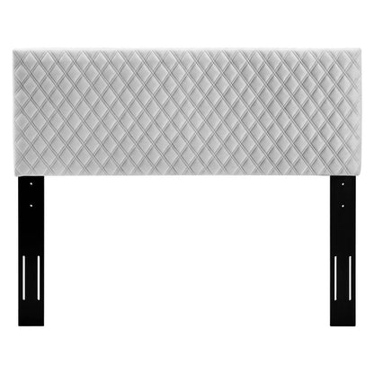 headboards | CasaFoyer Angela Tufted Diamond Lattice Performance Velvet Upholstered Twin Headboard | Luxurious & Durable | Adjustable Height | Ultimate Comfort | Light Gray | casafoyer.myshopify.com