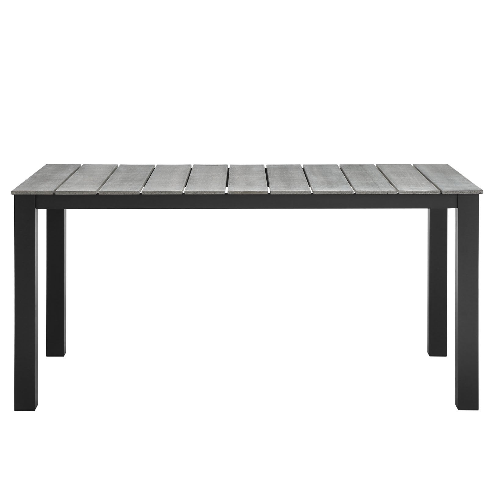 Dining Table | Maine Outdoor Patio 63 Dining Table | Synthetic Wood Grain Plank Boards | Powder-Coated Aluminum Frame | Luxurious Natural Ambiance | Ideal for Al Fresco Dining | Contemporary and Fashionable | casafoyer.myshopify.com