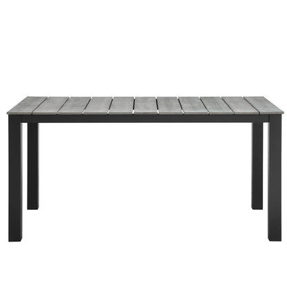 Dining Table | Maine Outdoor Patio 63 Dining Table | Synthetic Wood Grain Plank Boards | Powder-Coated Aluminum Frame | Luxurious Natural Ambiance | Ideal for Al Fresco Dining | Contemporary and Fashionable | casafoyer.myshopify.com