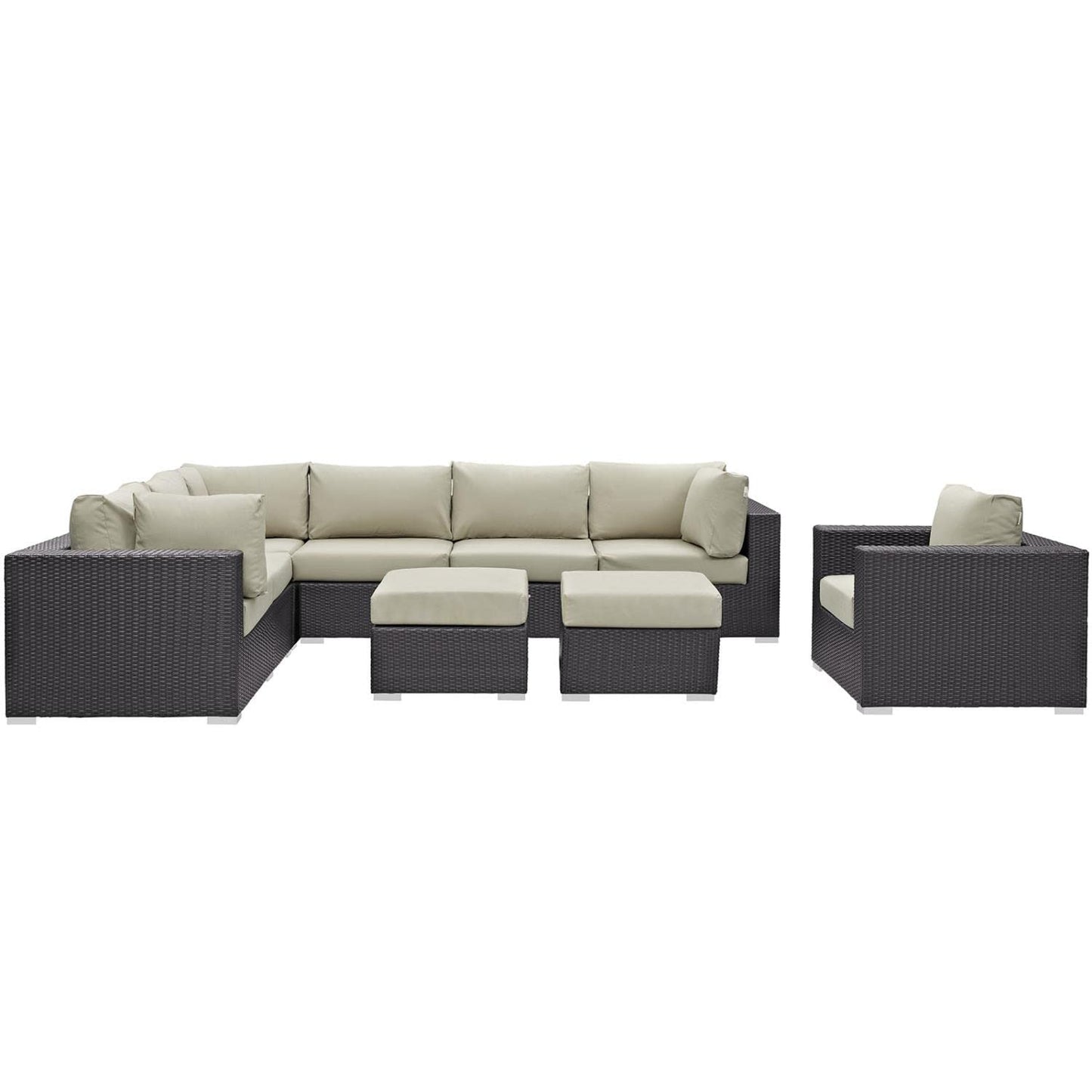 kitchen and dining room sets | CasaFoyer Convene Outdoor Sectional Set | Synthetic Rattan | Aluminum Frame | Weather-Resistant Cushions | Patio Sofa, Armchair, Armless, Corner, Ottoman | casafoyer.myshopify.com