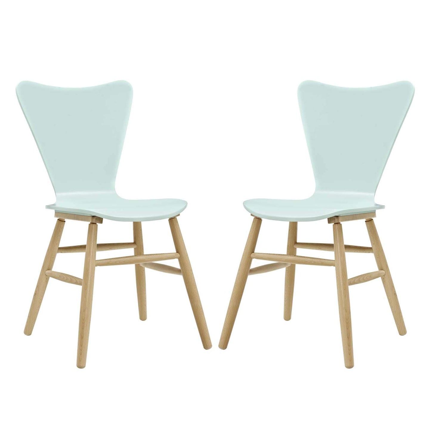 home office desk chairs | CasaFoyer Cascade Dining Chair Set of 2 | Mid-Century Modern Style | Contoured Seat | Flared Back | Beechwood Legs | Light Blue | casafoyer.myshopify.com