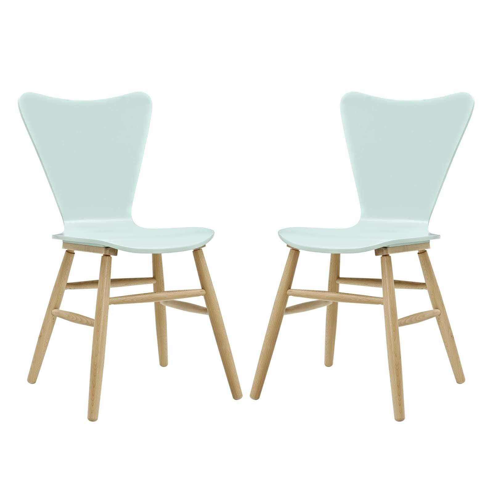 home office desk chairs | CasaFoyer Cascade Dining Chair Set of 2 | Mid-Century Modern Style | Contoured Seat | Flared Back | Beechwood Legs | Light Blue | casafoyer.myshopify.com