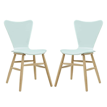 home office desk chairs | CasaFoyer Cascade Dining Chair Set of 2 | Mid-Century Modern Style | Contoured Seat | Flared Back | Beechwood Legs | Light Blue | casafoyer.myshopify.com