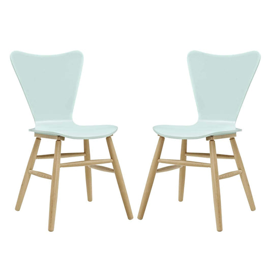 home office desk chairs | CasaFoyer Cascade Dining Chair Set of 2 | Mid-Century Modern Style | Contoured Seat | Flared Back | Beechwood Legs | Light Blue | casafoyer.myshopify.com