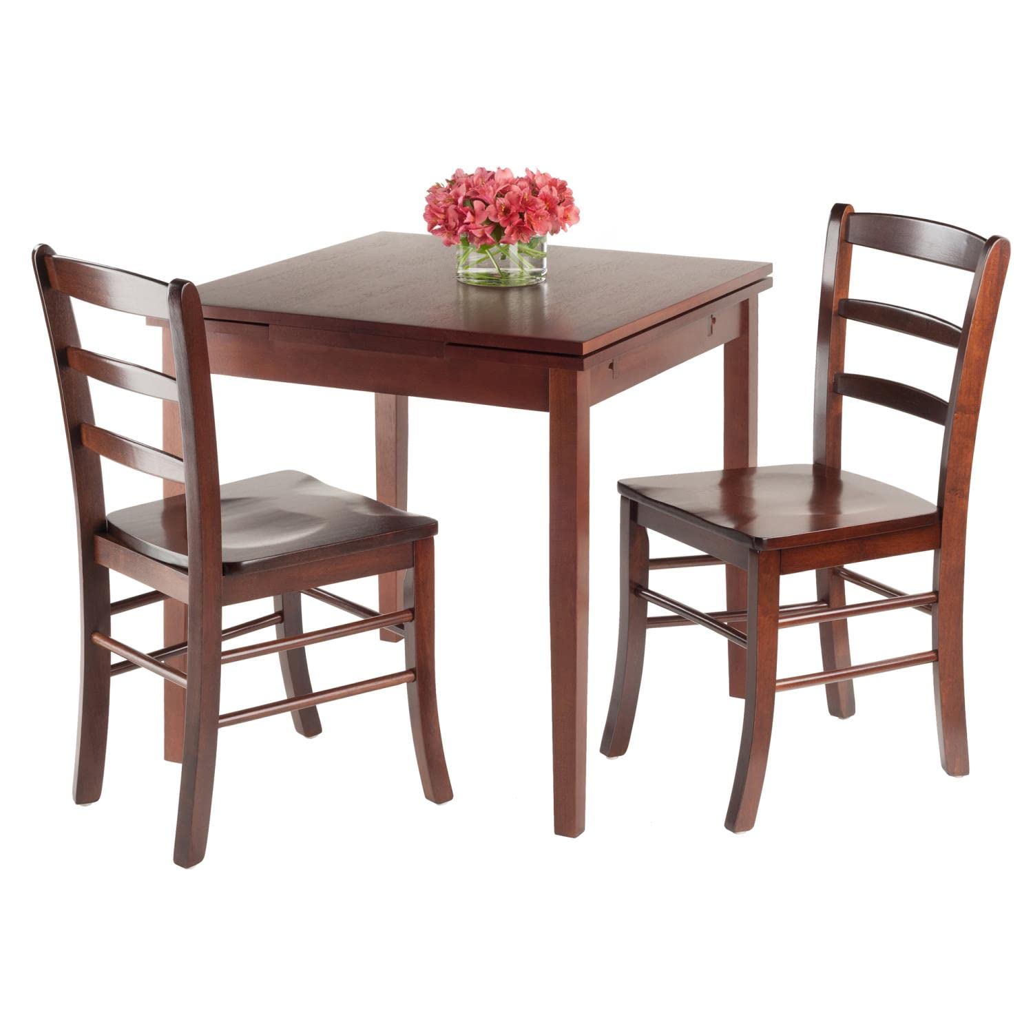 childrens table and chair sets | CasaFoyer Pulman Extension Table Set | 2 Benjamin Ladder Back Chairs | Solid Wood | Walnut Finish | Versatile & Durable | Ideal for Dining & Games | Compact Design | Easy Assembly | 48W x 29.9D x 29.2H | casafoyer.myshopify.com